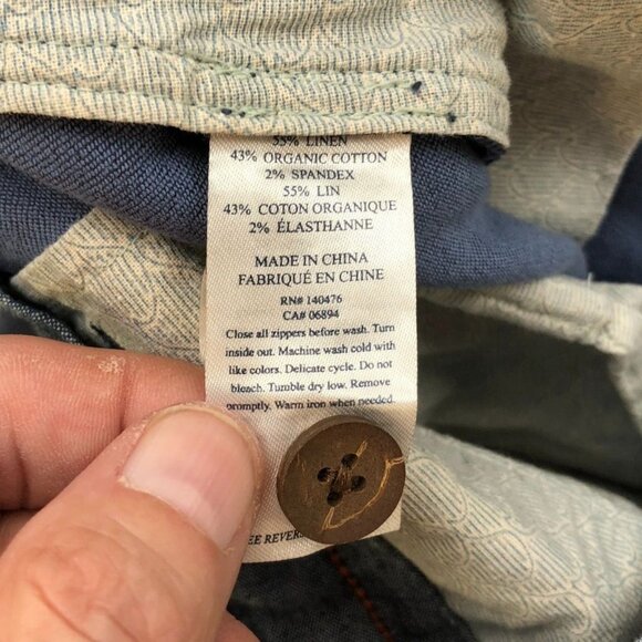 Faherty Mens Shorts Size 40 Chino Casual Linen Blend Relaxed Drawcord Blue - Picture 11 of 14